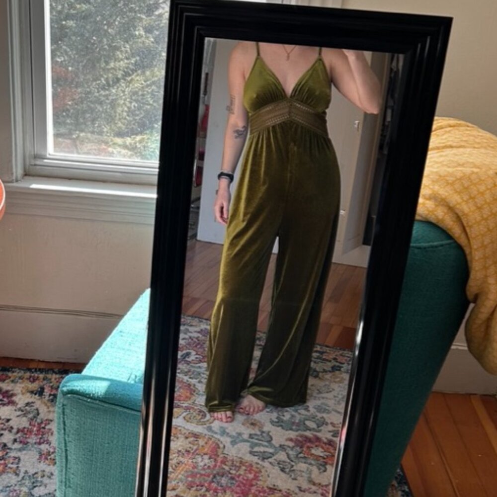 Green velvet jumpsuit